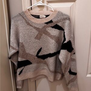 Stylish Beige and Black Patterned Sweater
